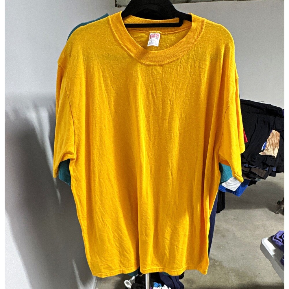 Soffe Men's Yellow Solid Crew Neck Short Sleeve T-Shirt Regular XL